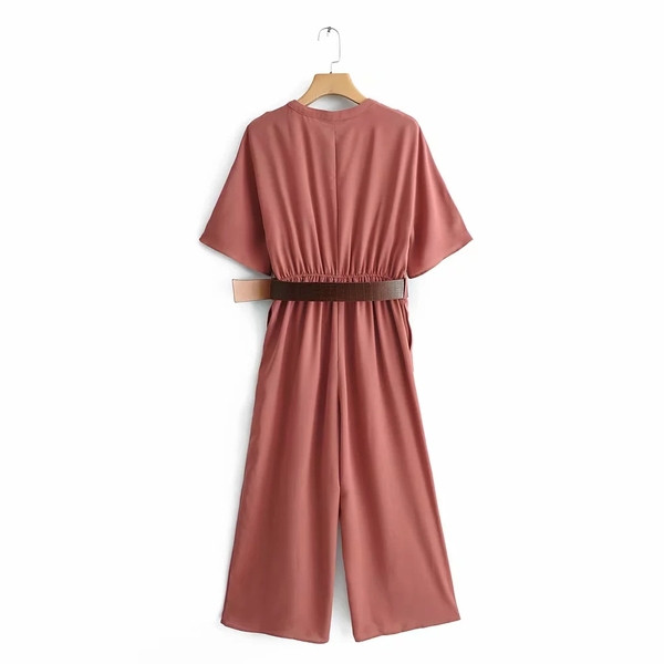 Salopeta de dama cu maneca scurta de culoare rosie