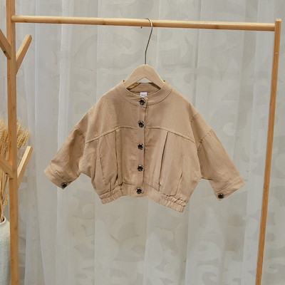 Modern gyerek kabát fiúknak - barna színű