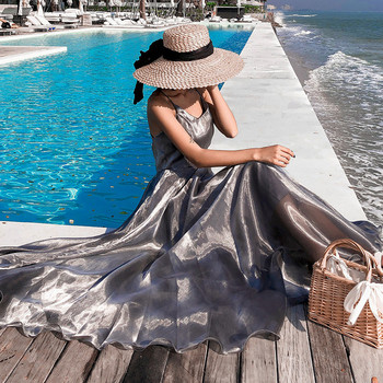 Rochie elegantă de damă, cu bretele subțiri