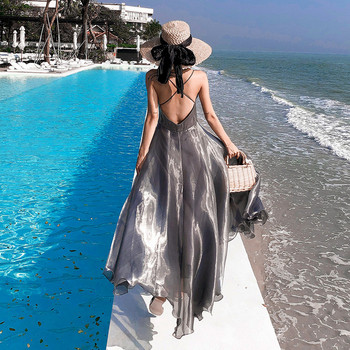 Rochie elegantă de damă, cu bretele subțiri