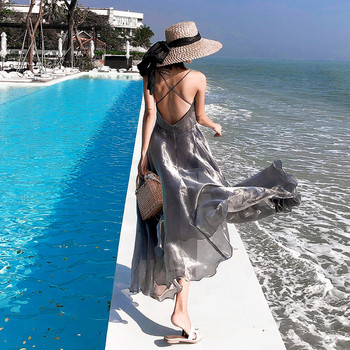 Rochie elegantă de damă, cu bretele subțiri