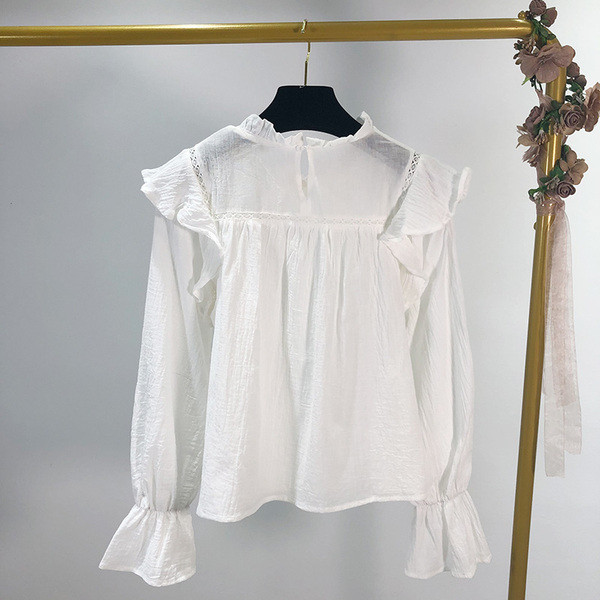 Bluză de damă cu mânecă lungă, albă