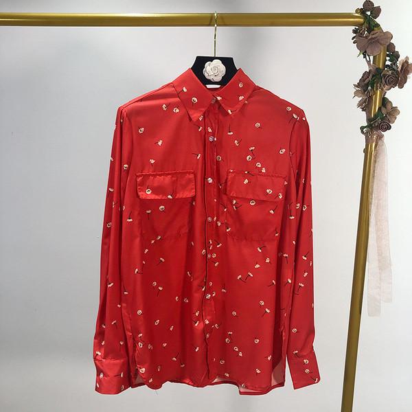 Cămașă de damă în roșu cu model