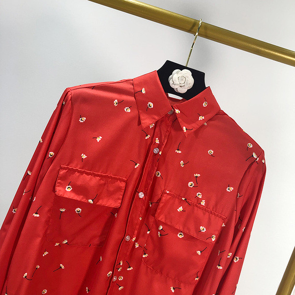 Cămașă de damă în roșu cu model