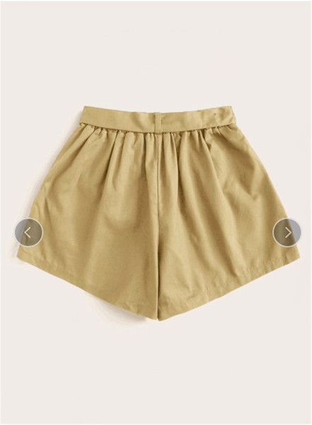 Pantaloni scurți casual de damă cu curea maro