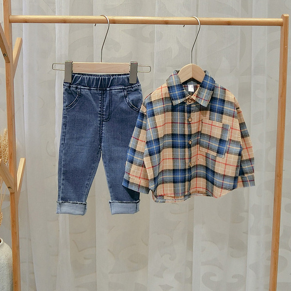 Modern gyerek kockás ing - két színben