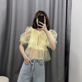 Bluza de dama din dantela de culoare galbena