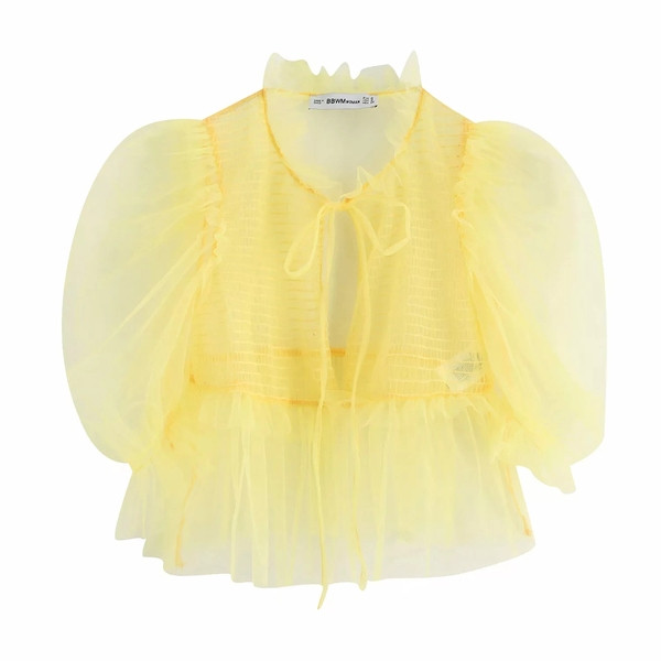 Bluza de dama din dantela de culoare galbena