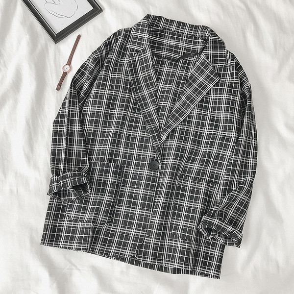 Geaca dama in carouri model lat in negru si maro