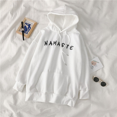 Hanorac lung de dama cu inscriptie si buzunar in mai multe culori