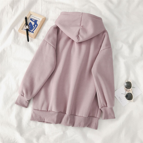 Hanorac lung de dama cu inscriptie si buzunar in mai multe culori