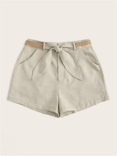 Pantaloni scurți casual de damă cu legături în culoarea gri