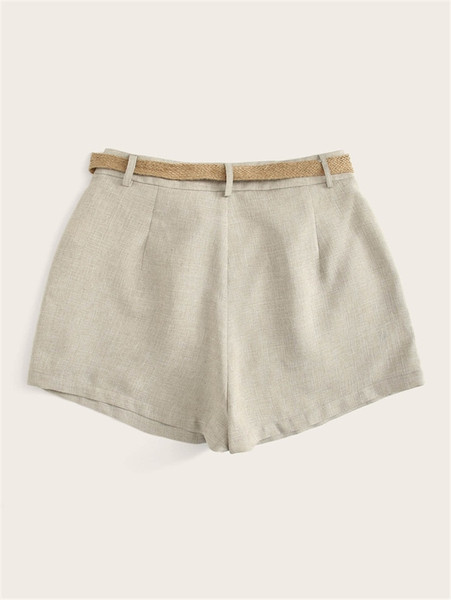 Pantaloni scurți casual de damă cu legături în culoarea gri