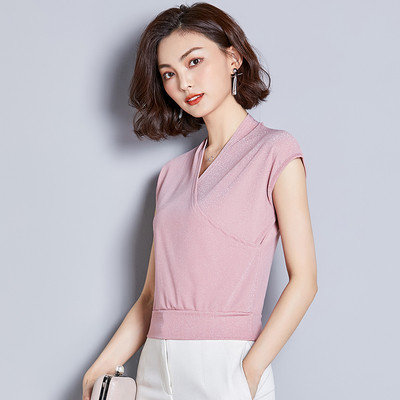 Actual maiou de damă cu decolteu în V în cinci culori