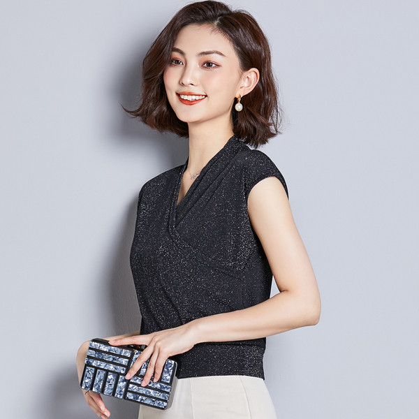 Actual maiou de damă cu decolteu în V în cinci culori