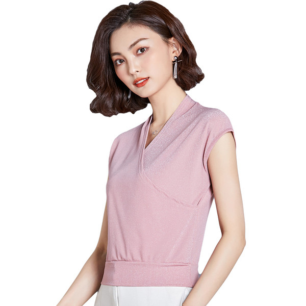 Actual maiou de damă cu decolteu în V în cinci culori