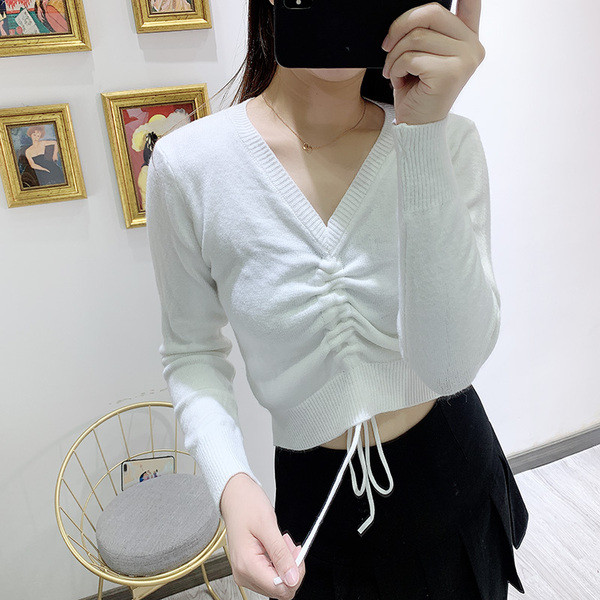 Pulover de dama cu decolteu in V si maneci lungi in trei culori