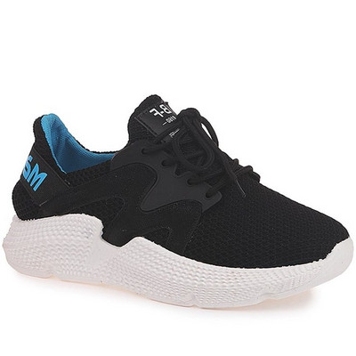 Спорни дамски маратонки с връзки в бял,черен и сив цвят 