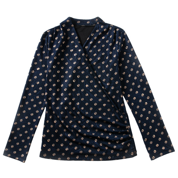 Bluză de damă actuală cu mâneci lungi și decolteu în V