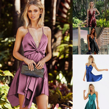 Rochie de dama model asimetric cu decolteu adanc in mai multe culori