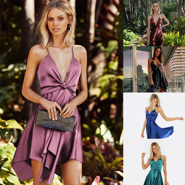 Rochie de dama model asimetric cu decolteu adanc in mai multe culori