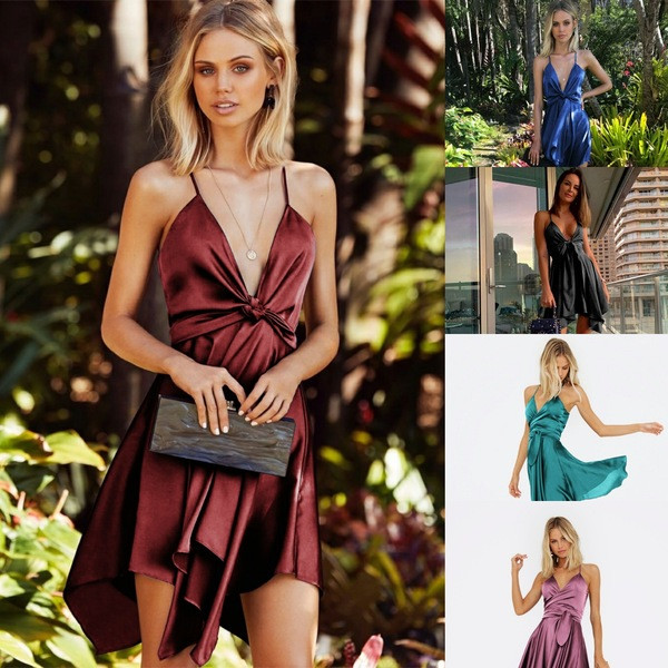 Rochie de dama model asimetric cu decolteu adanc in mai multe culori