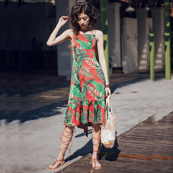 Rochie moderna de dama lunga cu model floral