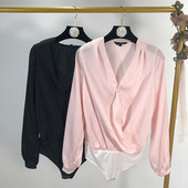 Body elegant de dama cu maneci lungi in doua culori