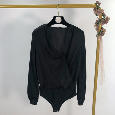 Body elegant de dama cu maneci lungi in doua culori