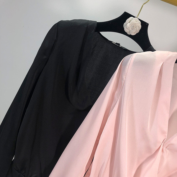 Body elegant de dama cu maneci lungi in doua culori