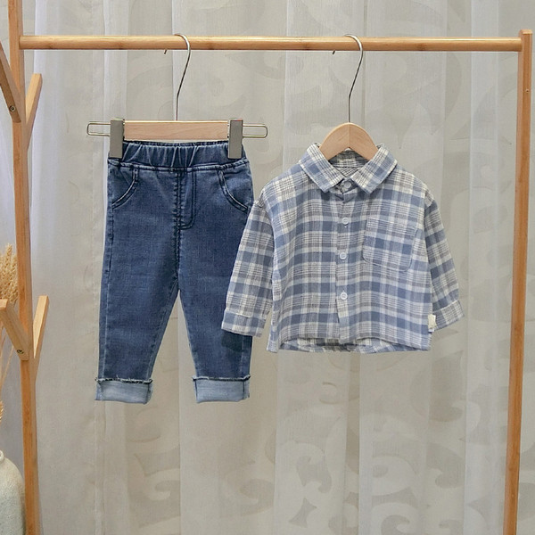 Cămașă pentru copii în carouri pentru băieți în două culori