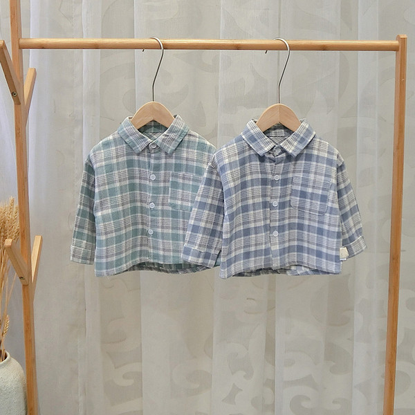 Cămașă pentru copii în carouri pentru băieți în două culori