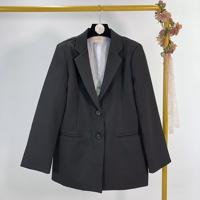 Дамско сако с дълъг ръкав в черен цвят