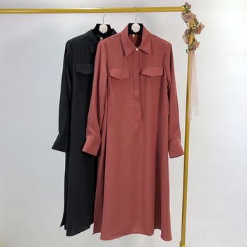 Rochie lunga de dama cu buzunare in doua culori