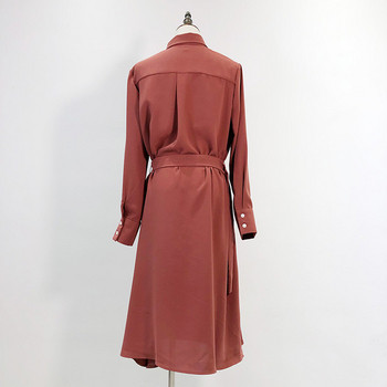 Rochie lunga de dama cu buzunare in doua culori