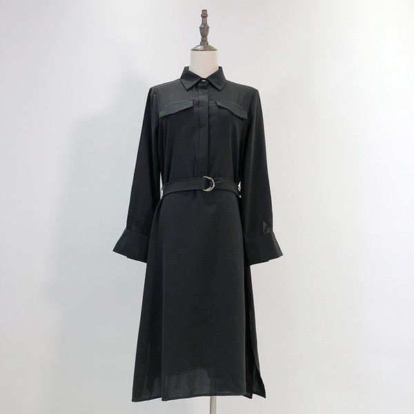 Rochie lunga de dama cu buzunare in doua culori