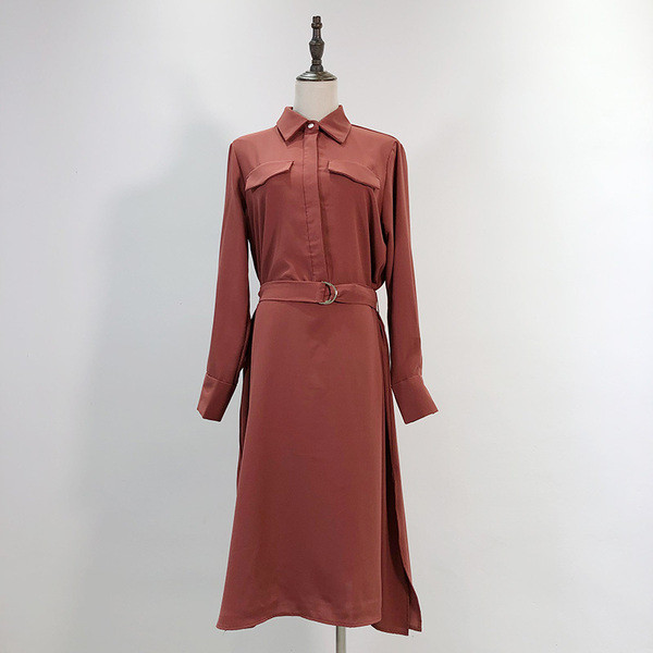 Rochie lunga de dama cu buzunare in doua culori