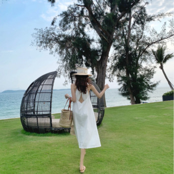 Rochie casual de dama de culoare alba - model croiat