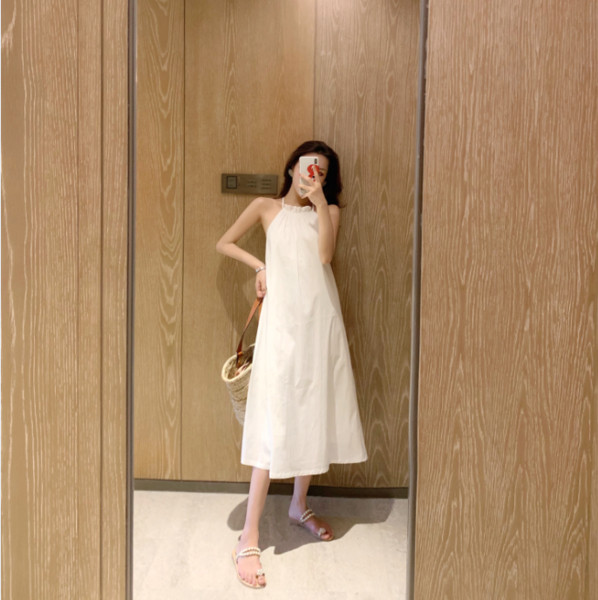 Rochie casual de dama de culoare alba - model croiat