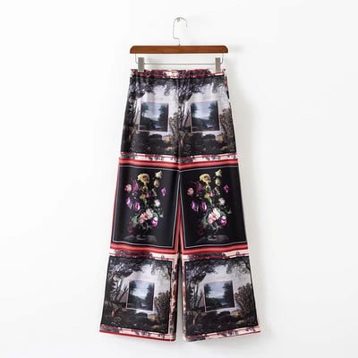 Дамски стилен панталон с цветна апликация 