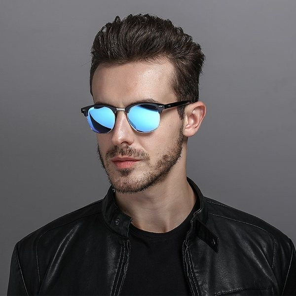 Модерни мъжки слънчеви очила с кръгла форма в няколко цвята 