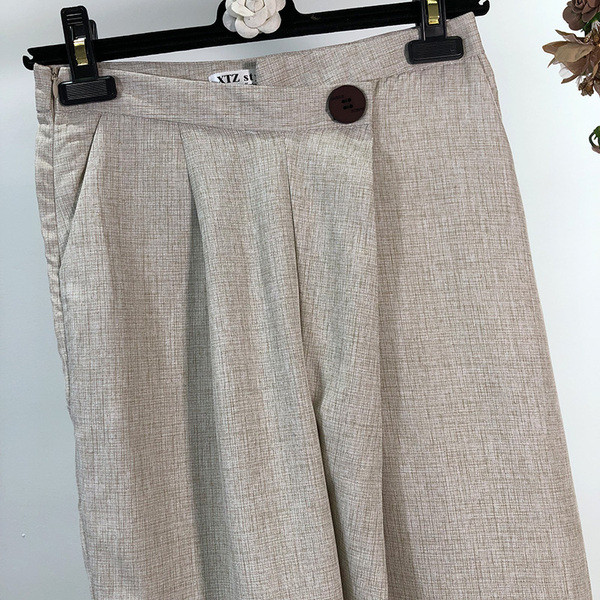 Дамски дълъг панталон с висока талия 