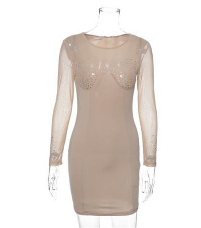 Rochie moderna de dama cu pietre bej