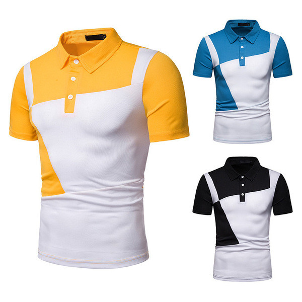 Tricou modern pentru bărbați cu guler clasic și mâneci scurte în trei culori