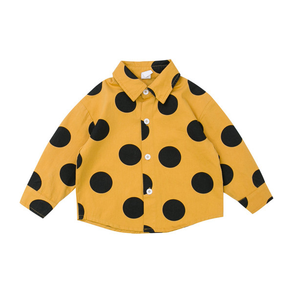 Cămașă modernă pentru copii cu buline în albastru și galben pentru băieți