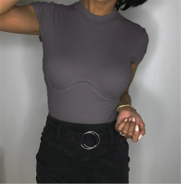 Tricou de dama modern cu decolteu O si maneci scurte in mai multe culori