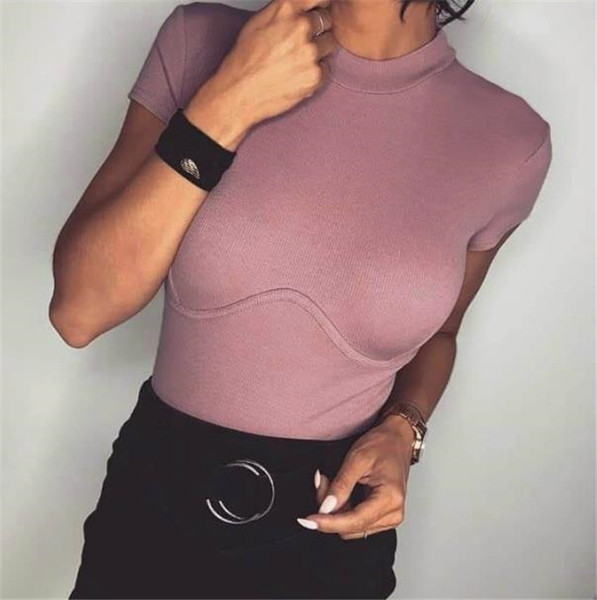 Tricou de dama modern cu decolteu O si maneci scurte in mai multe culori