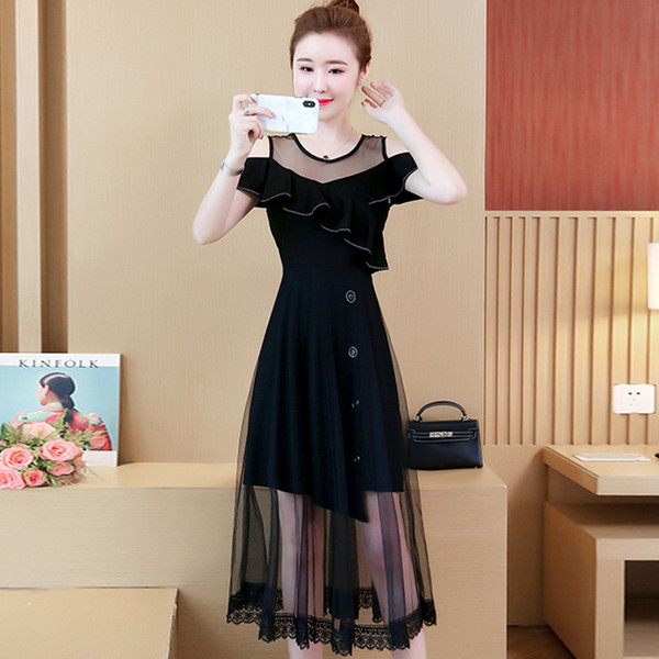 Rochie moderna de dama in culoarea neagra - model croiat