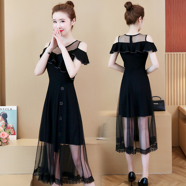 Rochie moderna de dama in culoarea neagra - model croiat