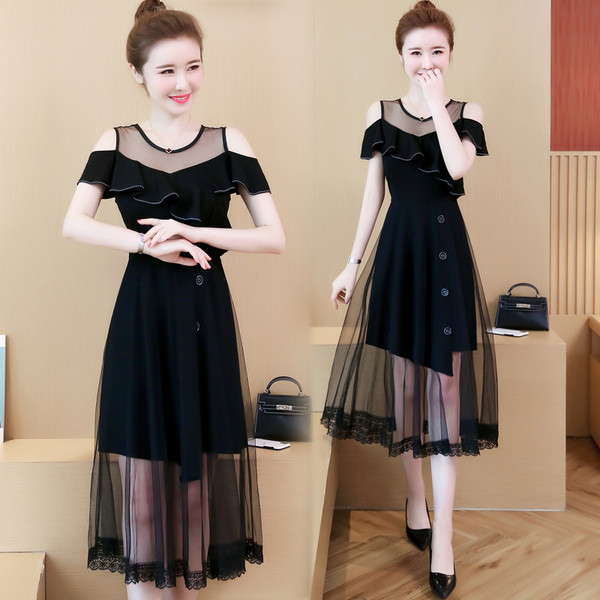 Rochie moderna de dama in culoarea neagra - model croiat